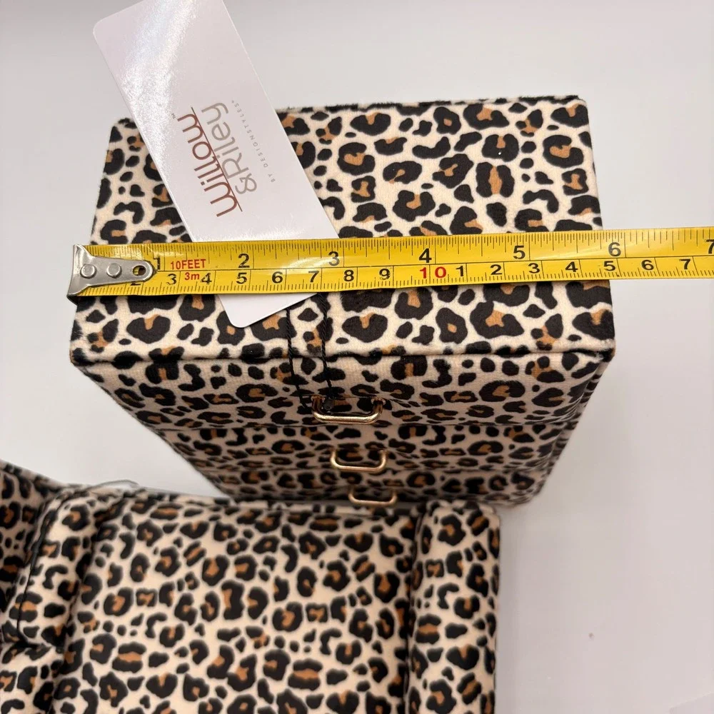Willow & Riley Leopard Print Miniature Bed and Dresser Jewelry Box Set 2pc NEW